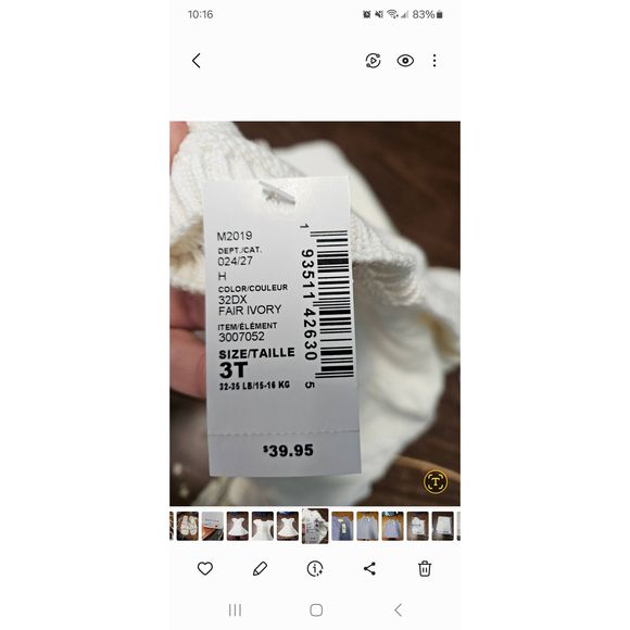 Children's Place New Tags Ivory Sweater Dress Size 3T - Picture 4 of 4